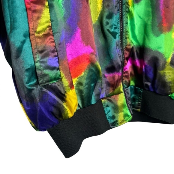 Vintage 80s Psychedelic Artsy Multicolor Bomber Jacket Power Gear OS - Picture 3 of 10